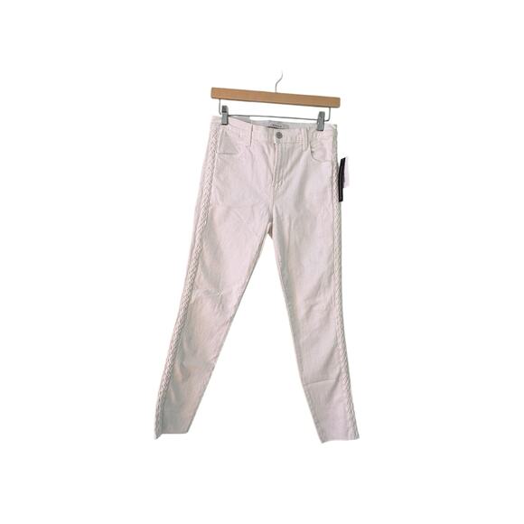 J BRAND Alana 27x27 White Stretch Distressed Braided Skinny Crop Ankle Jeans - Picture 1 of 5